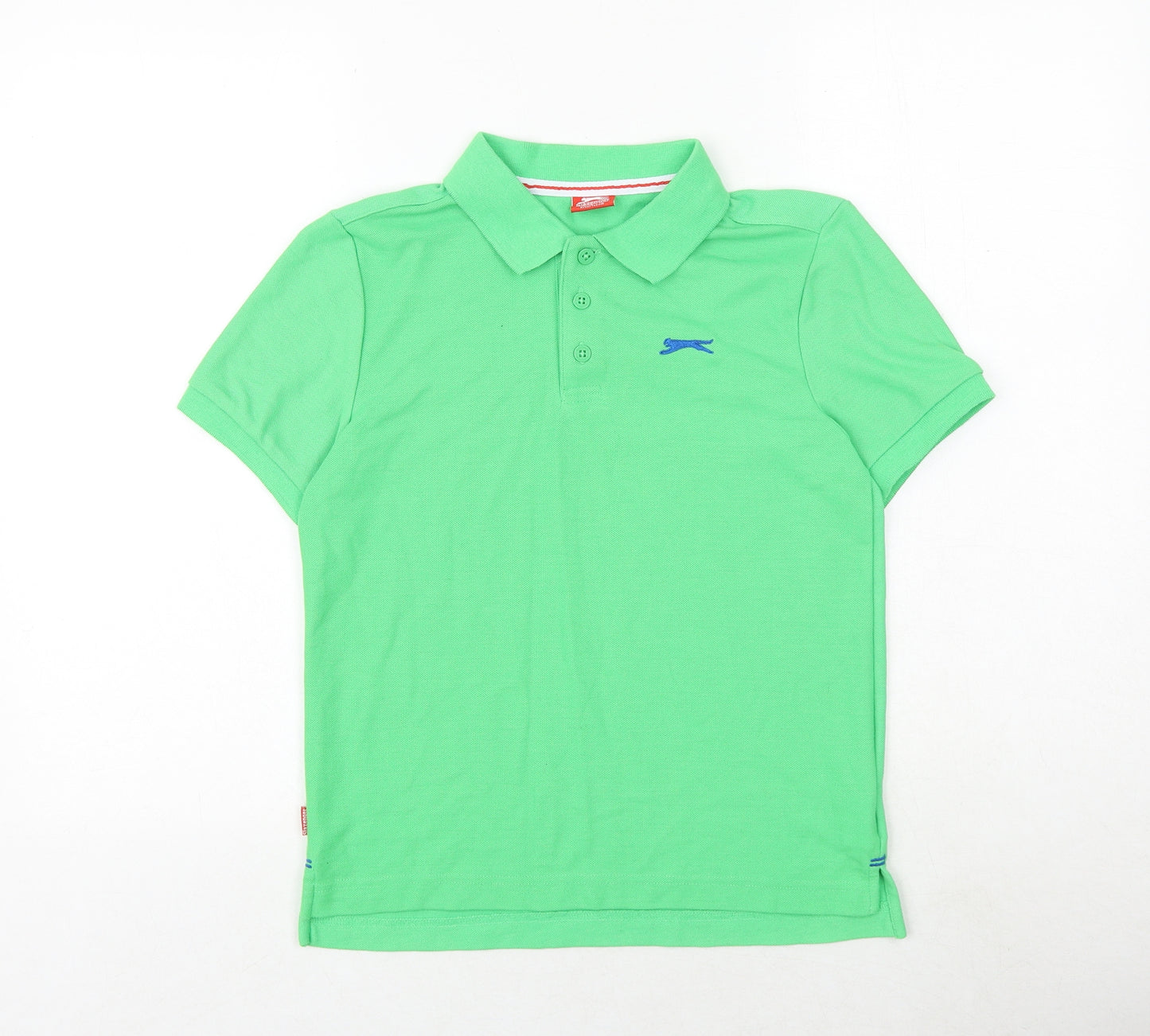 Slazenger Boys Green Polyester Pullover Polo Size 11-12 Years Collared Button