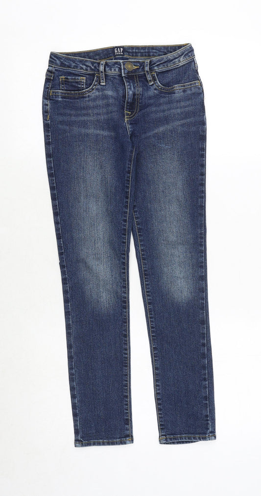 Gap Girls Blue Cotton Skinny Jeans Size 10 Years Regular Zip