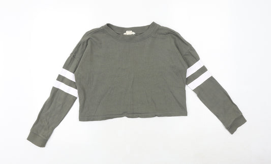 H&M Girls Green 100% Cotton Pullover Sweatshirt Size 11-12 Years Pullover