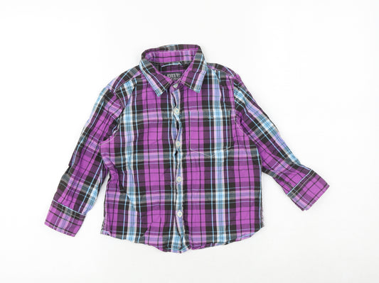 NEXT Girls Purple Geometric 100% Cotton Basic Button-Up Size 3 Years Collared Button