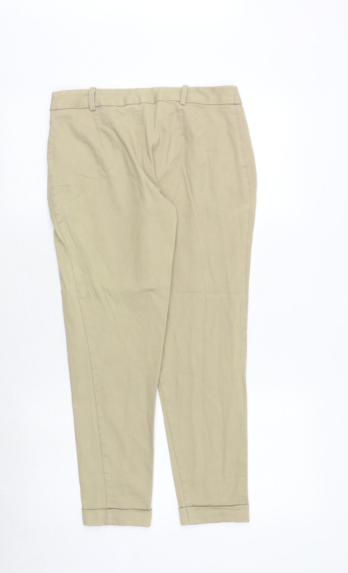 New Look Womens Beige Cotton Chino Trousers Size 8 Regular Zip