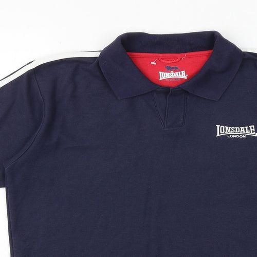 Lonsdale Boys Blue Cotton Pullover Polo Size 13 Years Collared Pullover