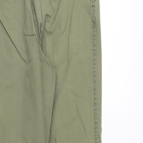 H&M Womens Green Cotton Chino Trousers Size 10 Regular Zip