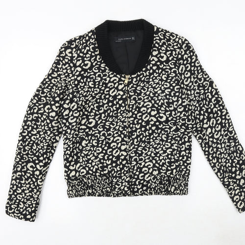 Zara Womens Black Geometric Bomber Jacket Jacket Size S Zip