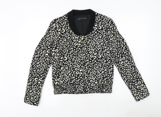 Zara Womens Black Geometric Bomber Jacket Jacket Size S Zip