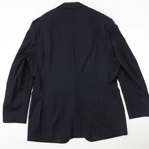 GREENWOODS Mens Blue Striped Wool Jacket Suit Jacket Size 42 Regular