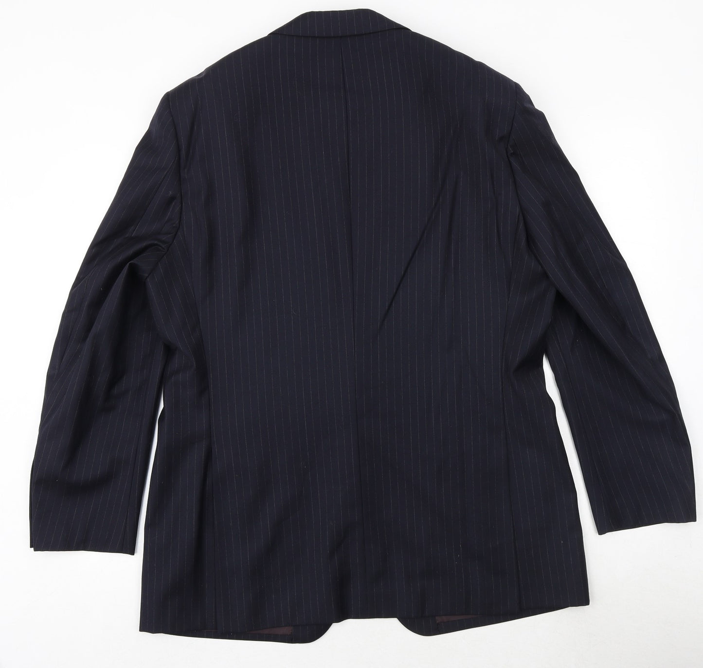 GREENWOODS Mens Blue Striped Wool Jacket Suit Jacket Size 42 Regular