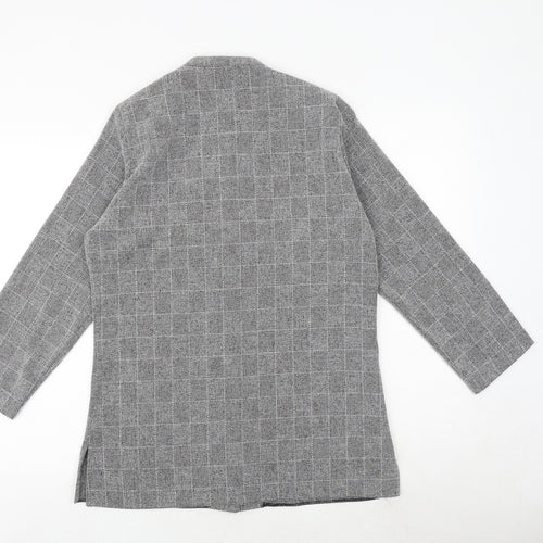 EWM Womens Grey Geometric Jacket Blazer Size 10 Button