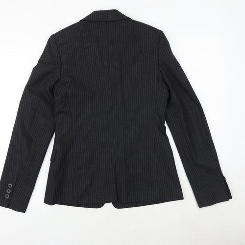 Ken Womens Black Striped Jacket Blazer Size 10 Button
