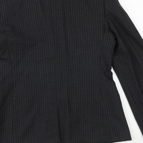 Ken Womens Black Striped Jacket Blazer Size 10 Button