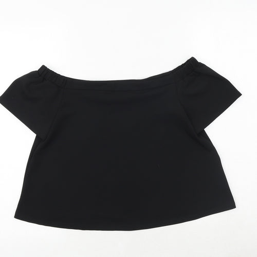New Look Girls Black Polyester Basic Blouse Size 12-13 Years Off the Shoulder Pullover