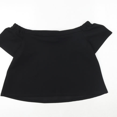New Look Girls Black Polyester Basic Blouse Size 12-13 Years Off the Shoulder Pullover
