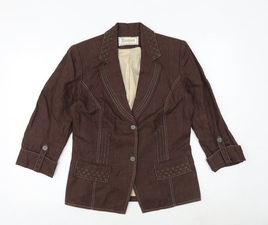 Roman Originals Womens Brown Jacket Blazer Size 12 Button