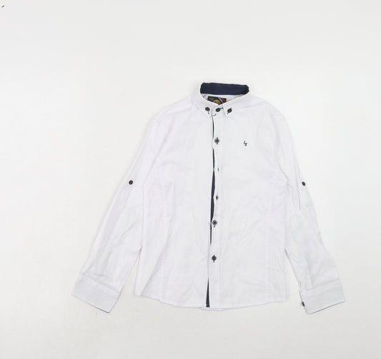 Lisami Junior Boys White Cotton Basic Button-Up Size 8 Years Collared Button