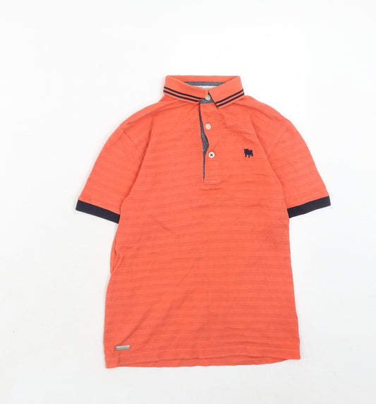 Jasper Conran Boys Orange Cotton Pullover Polo Size 8-9 Years Collared Button