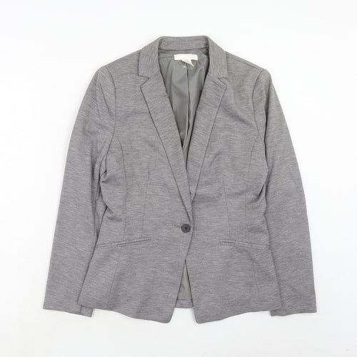 H&M Womens Grey Polyester Jacket Blazer Size 12