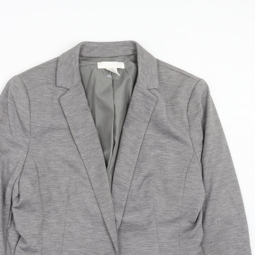 H&M Womens Grey Polyester Jacket Blazer Size 12