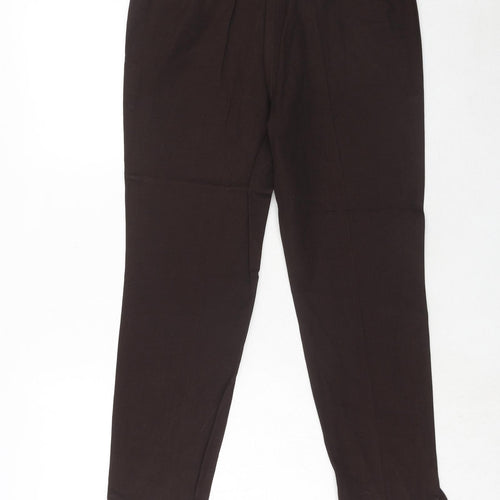 Marks and Spencer Womens Brown Viscose Trousers Size 14 Regular Hook & Eye
