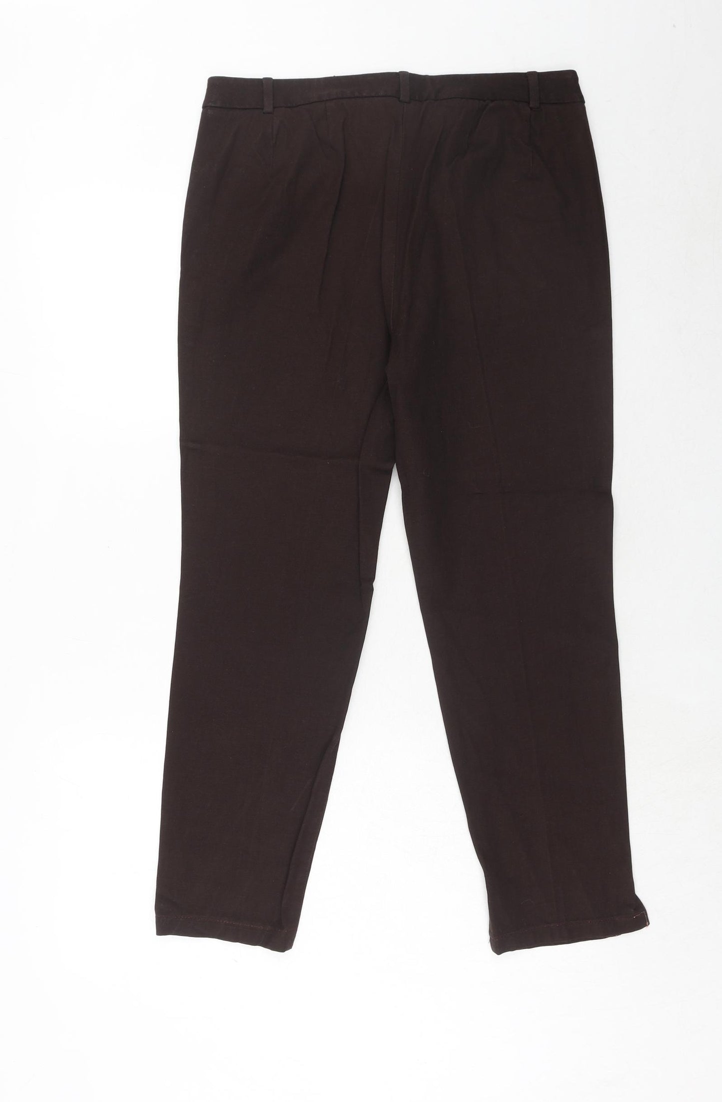 Marks and Spencer Womens Brown Viscose Trousers Size 14 Regular Hook & Eye