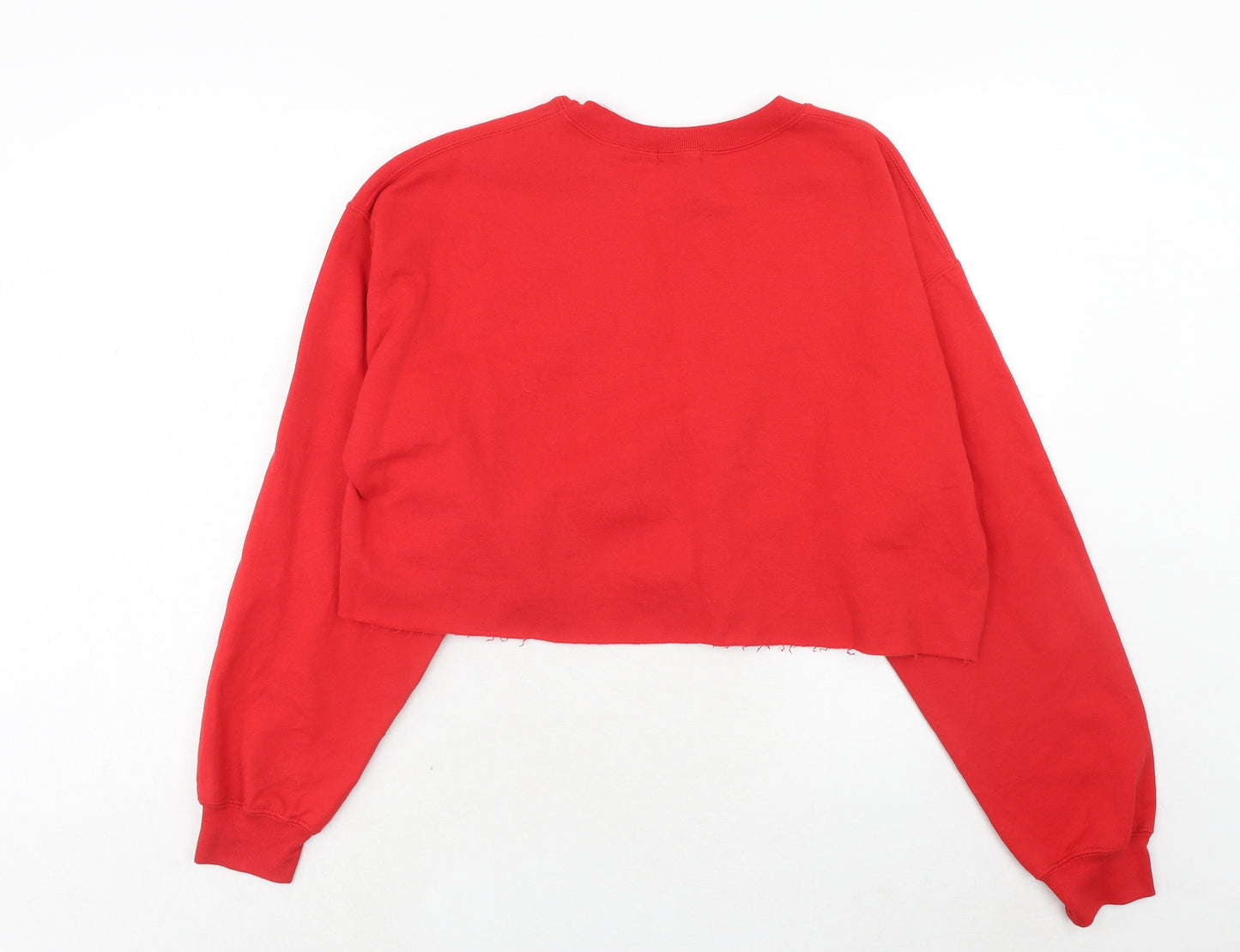 PRETTYLITTLETHING Womens Red Cotton Pullover Sweatshirt Size S Pullover