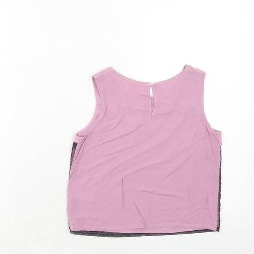 H&M Girls Pink Polyester Basic Tank Size 10-11 Years Round Neck Button