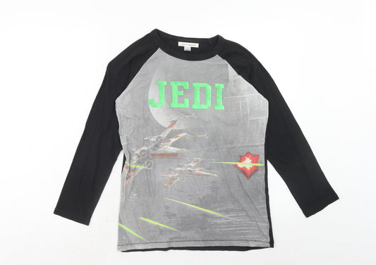 Gap Boys Black Cotton Pullover T-Shirt Size 13 Years Crew Neck Pullover - Jedi