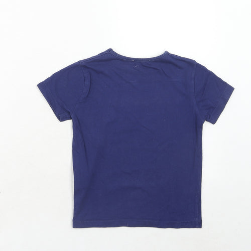 Zara Boys Blue Cotton Basic T-Shirt Size 6 Years Crew Neck Pullover - Surf and Sun