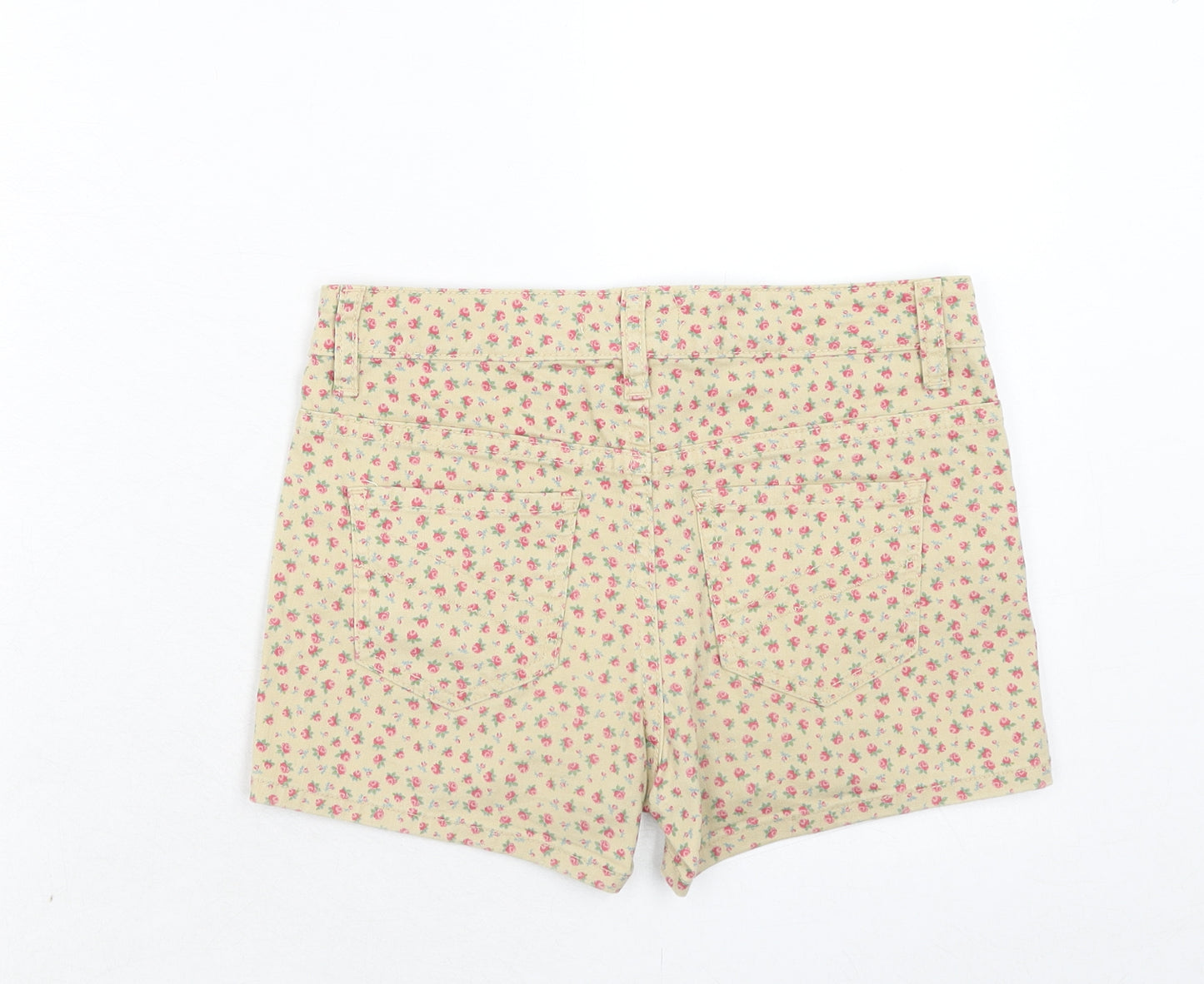 Miss Shop Womens Brown Floral Cotton Boyfriend Shorts Size 8 Regular Zip