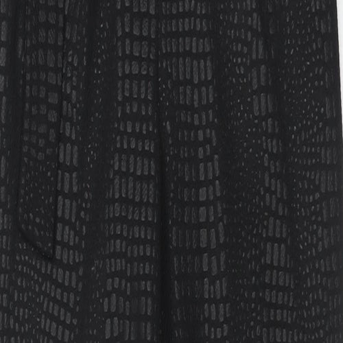 PRETTYLITTLETHING Womens Black Animal Print Polyester Trousers Size 8 Regular - Snakeskin Pattern