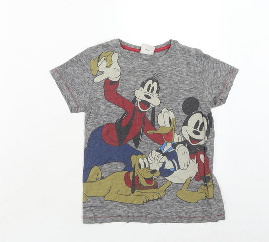 NEXT Boys Grey Cotton Pullover T-Shirt Size 6 Years Crew Neck Pullover - Mickey and Friends