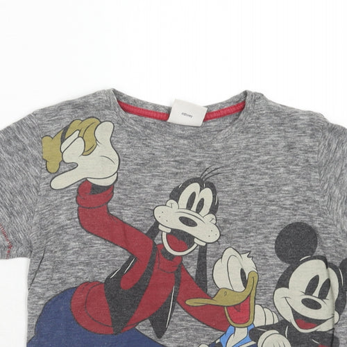 NEXT Boys Grey Cotton Pullover T-Shirt Size 6 Years Crew Neck Pullover - Mickey and Friends