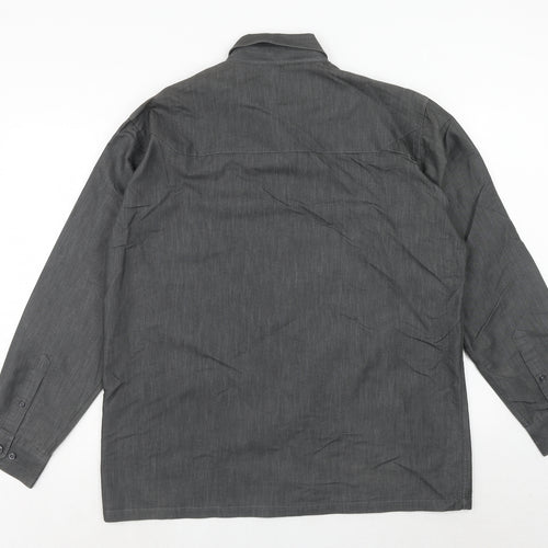 Ciro Citterio Mens Grey Cotton Button-Up Size XL Collared Button