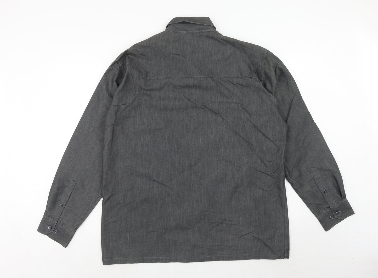 Ciro Citterio Mens Grey Cotton Button-Up Size XL Collared Button