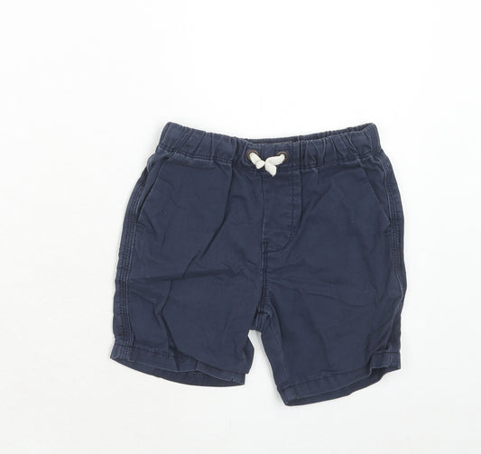 NEXT Boys Blue Cotton Chino Shorts Size 5-6 Years Regular Drawstring