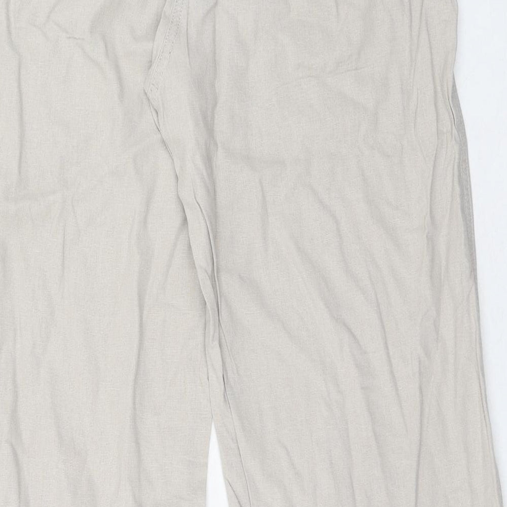 Intuition Womens Beige Linen Trousers Size 18 Regular Drawstring