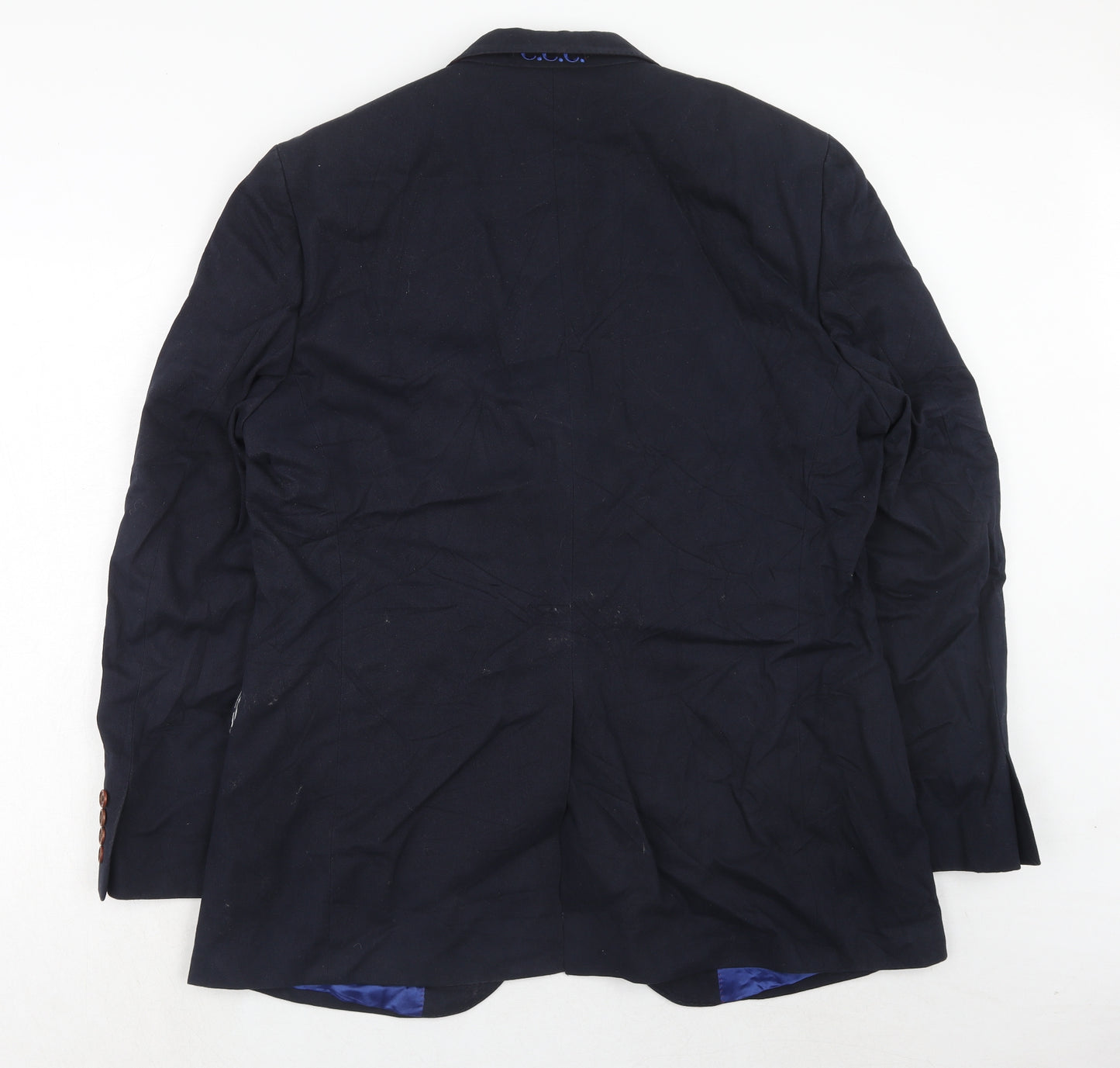 Crew Clothing Mens Blue Cotton Jacket Blazer Size 46 Regular