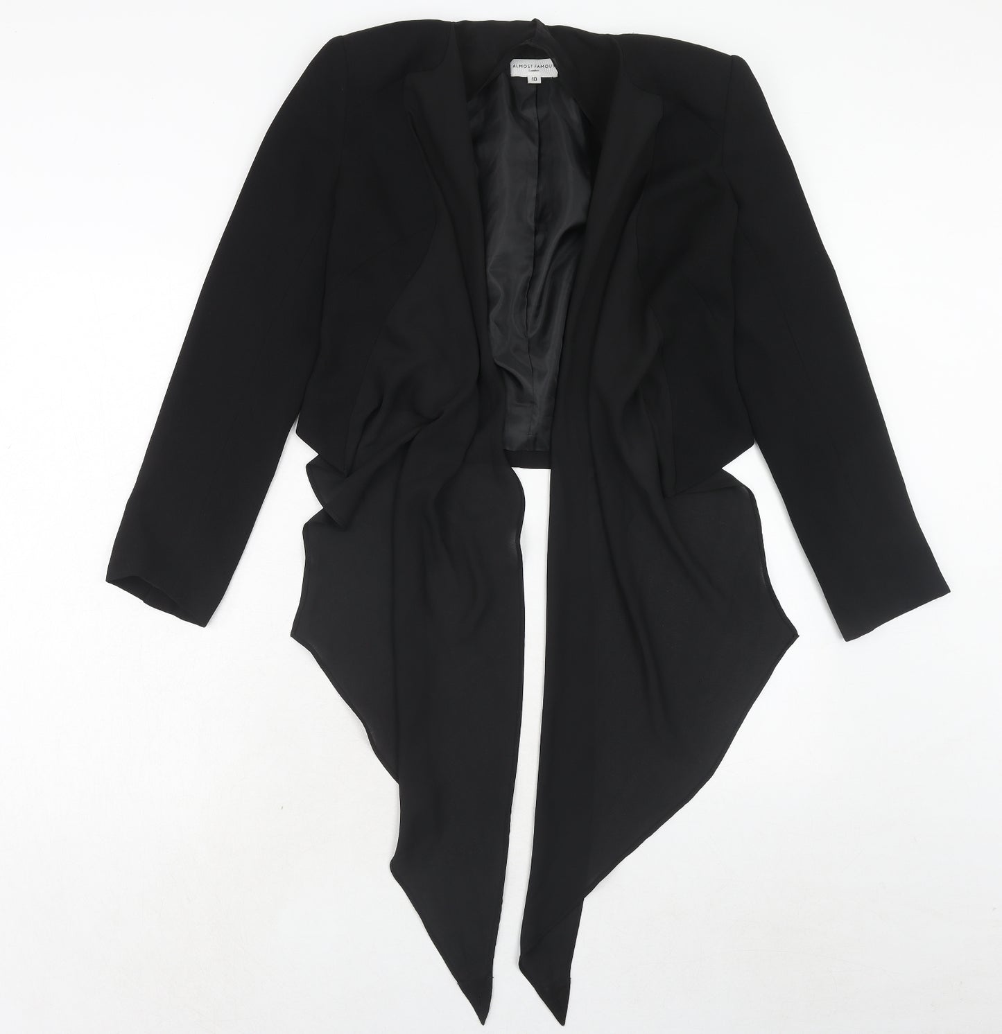 Almost Famous Womens Black Polyacrylate Fibre Jacket Blazer Size 10 - Open