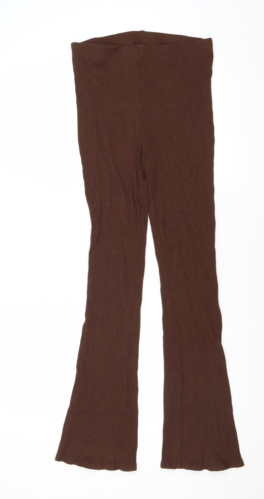 H&M Womens Brown Viscose Trousers Size M Regular