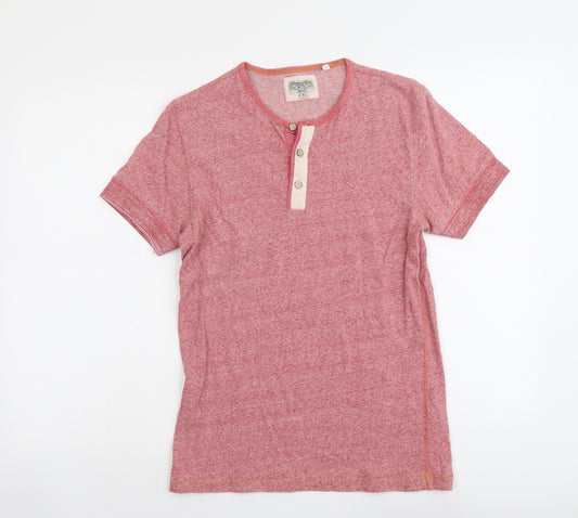 NEXT Mens Pink Geometric Cotton T-Shirt Size S Round Neck