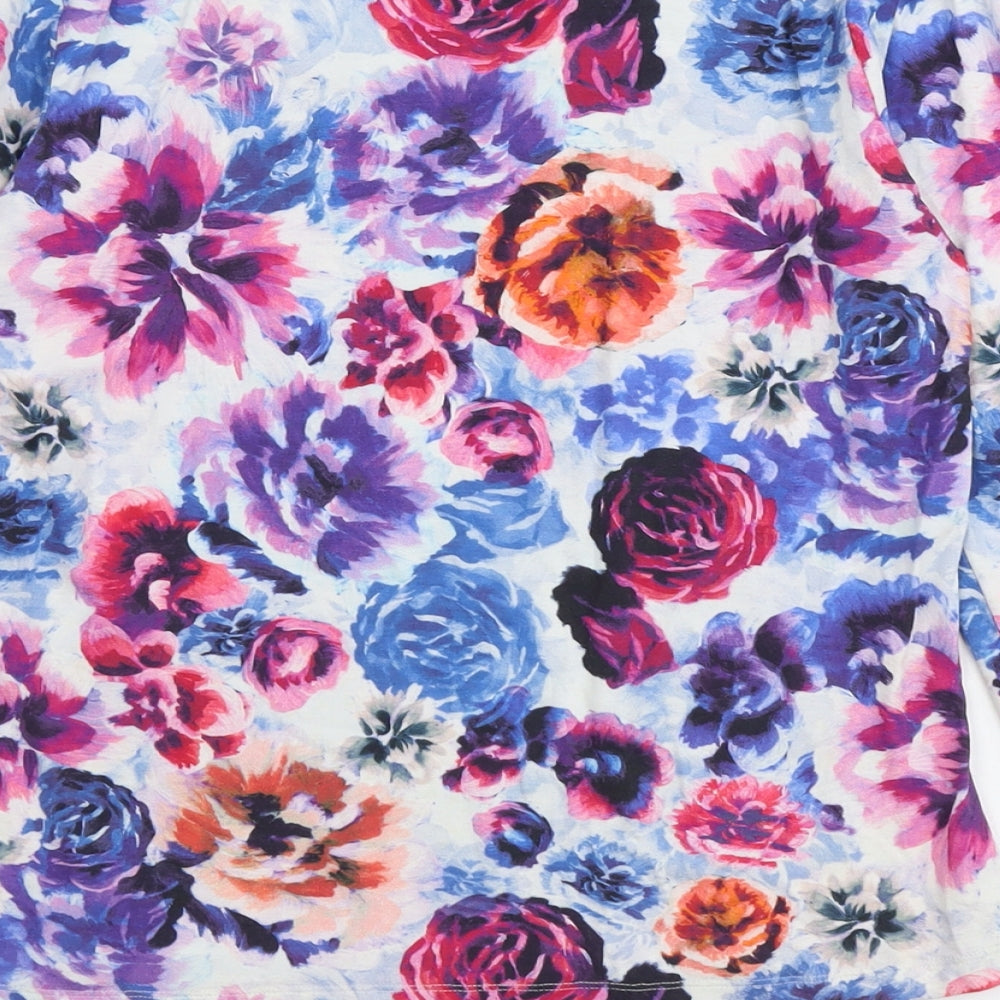 Artigiano Womens Multicoloured Floral Viscose Basic T-Shirt Size 12 Scoop Neck