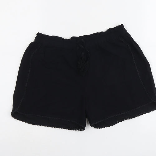 NEXT Girls Black Viscose Sweat Shorts Size 11 Years Regular Drawstring