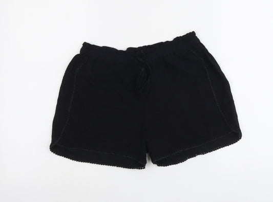NEXT Girls Black Viscose Sweat Shorts Size 11 Years Regular Drawstring