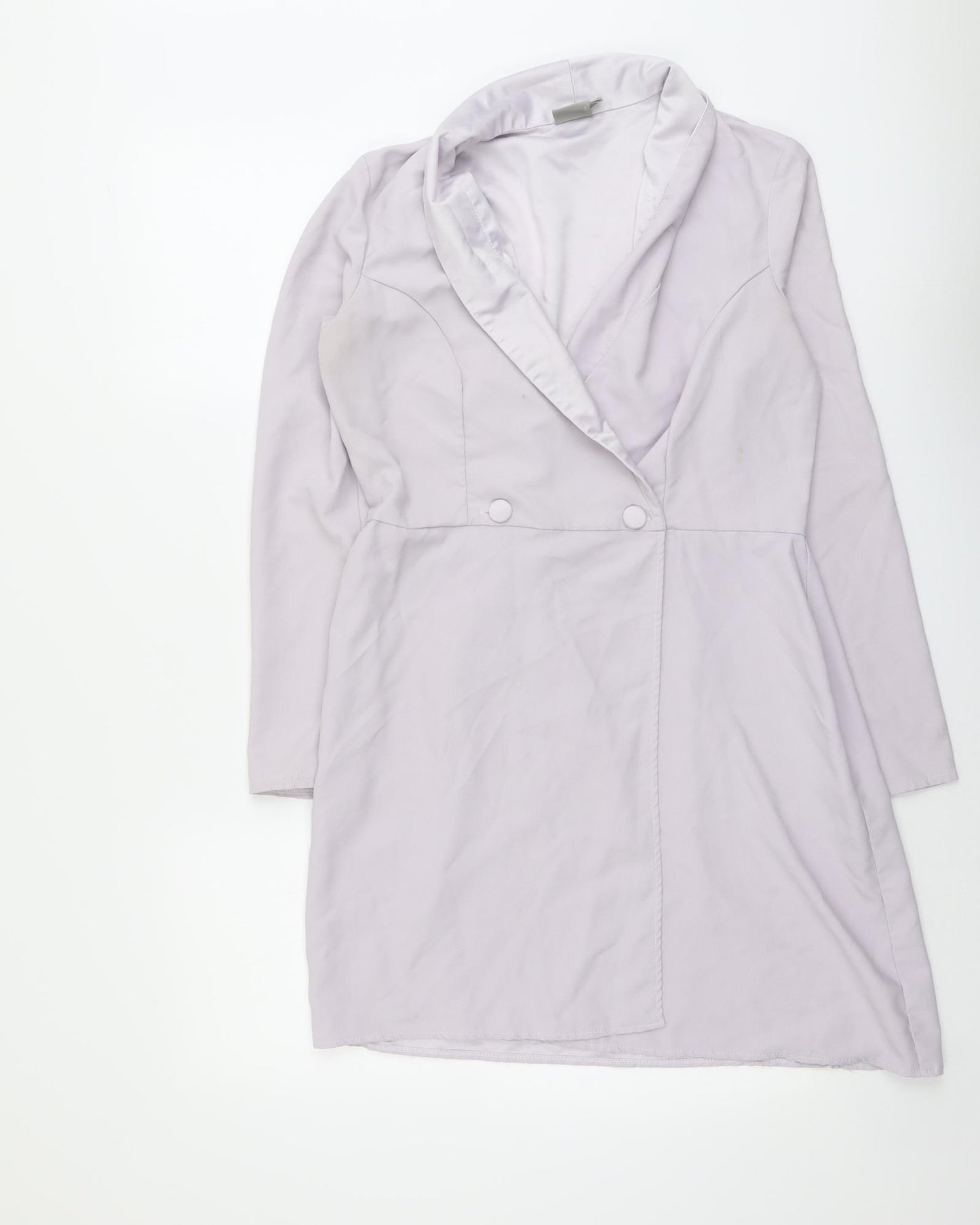 ASOS Womens Grey Polyester Jacket Dress Size 12 V-Neck Button