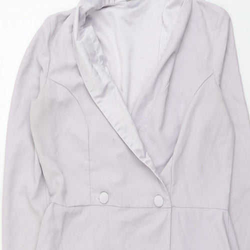 ASOS Womens Grey Polyester Jacket Dress Size 12 V-Neck Button