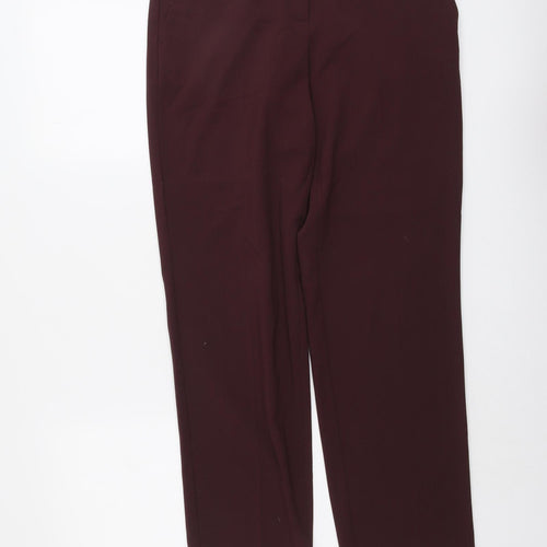 Marks and Spencer Womens Purple Polyester Trousers Size 10 L28 in Regular Button