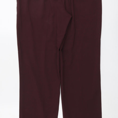 Marks and Spencer Womens Purple Polyester Trousers Size 10 L28 in Regular Button