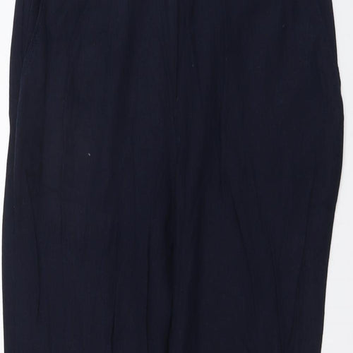 M&Co Womens Blue Linen Trousers Size 10 L26 in Regular Button
