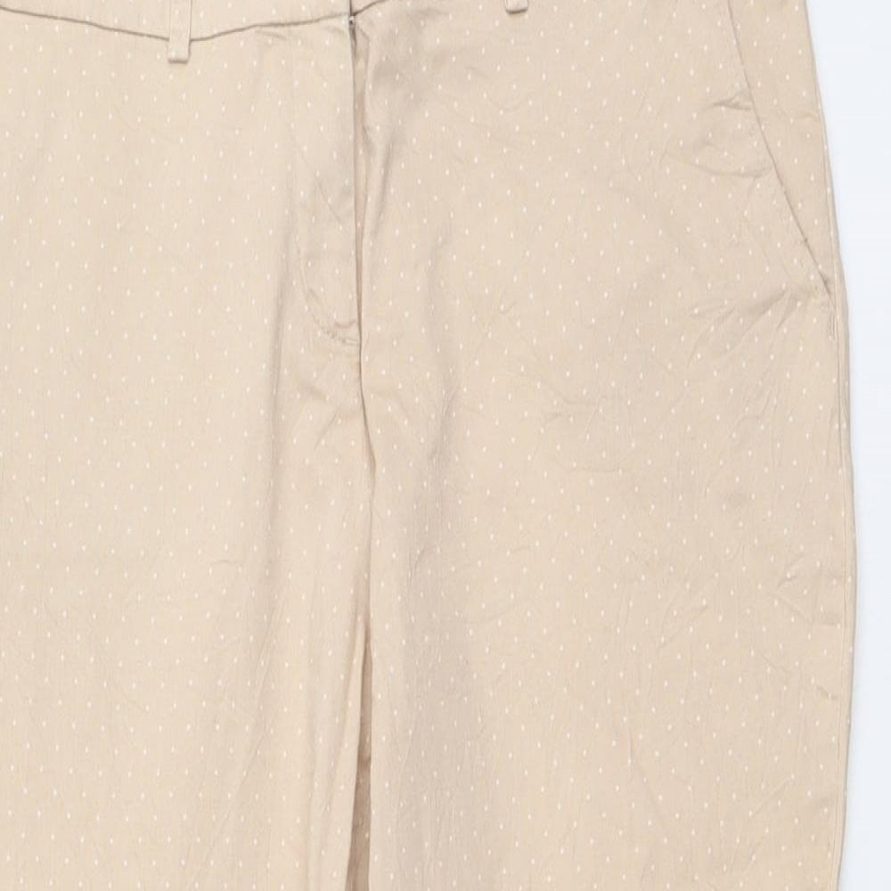Baf Womens Beige Polka Dot Cotton Trousers Size 16 L23 in Regular Button
