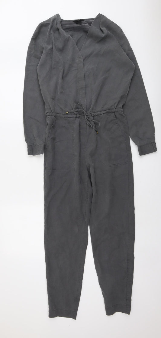 H&M Womens Grey Lyocell Jumpsuit One-Piece Size 6 Button