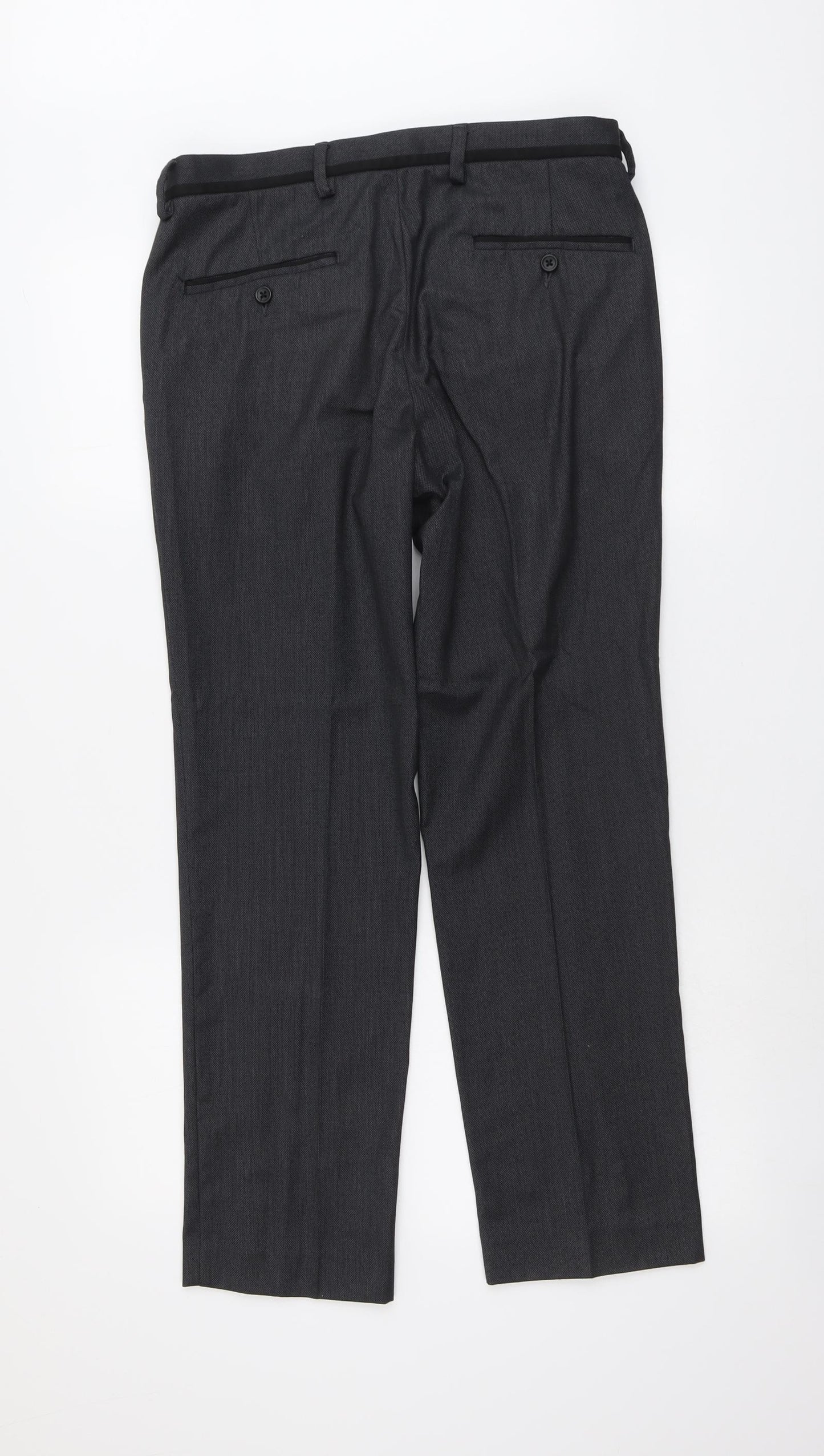 Burton Mens Grey Polyester Dress Pants Trousers Size 32 in L25 in Slim Button